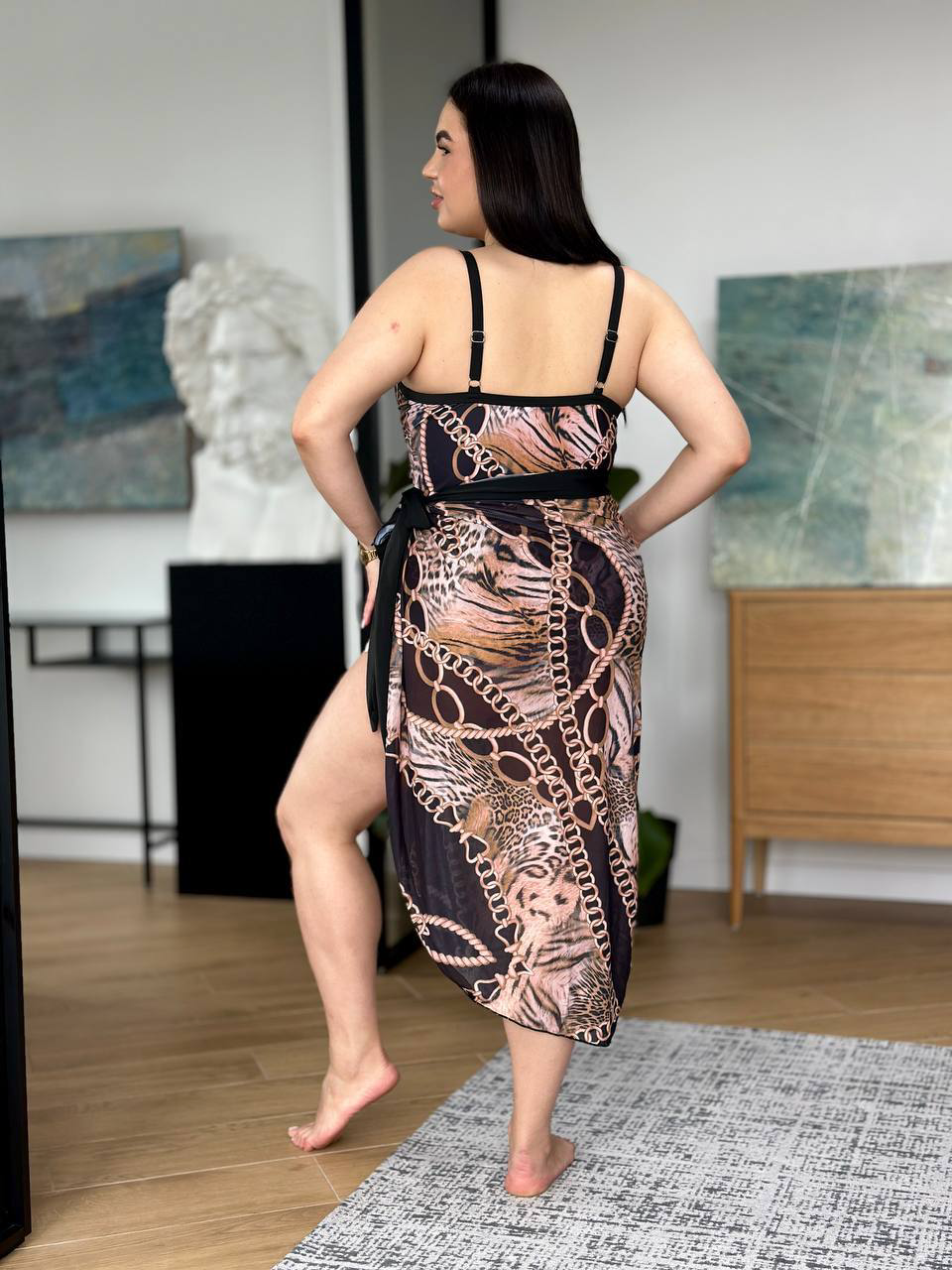 SW3696 купальник plus size з парео, вигляд зі спини