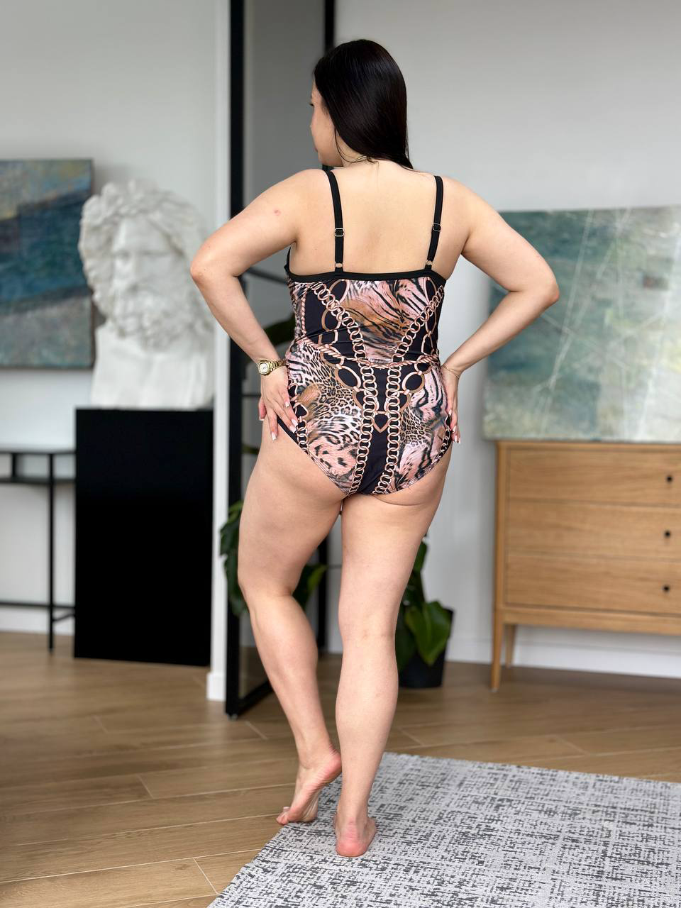 SW3696 купальник plus size, вигляд зі спини без парео